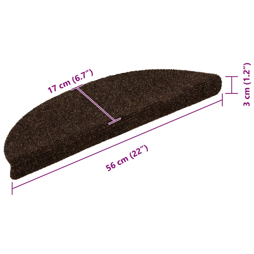 Stufenmatten Selbstklebend 30 Stk. 56x17x3 cm Braun Halbrund