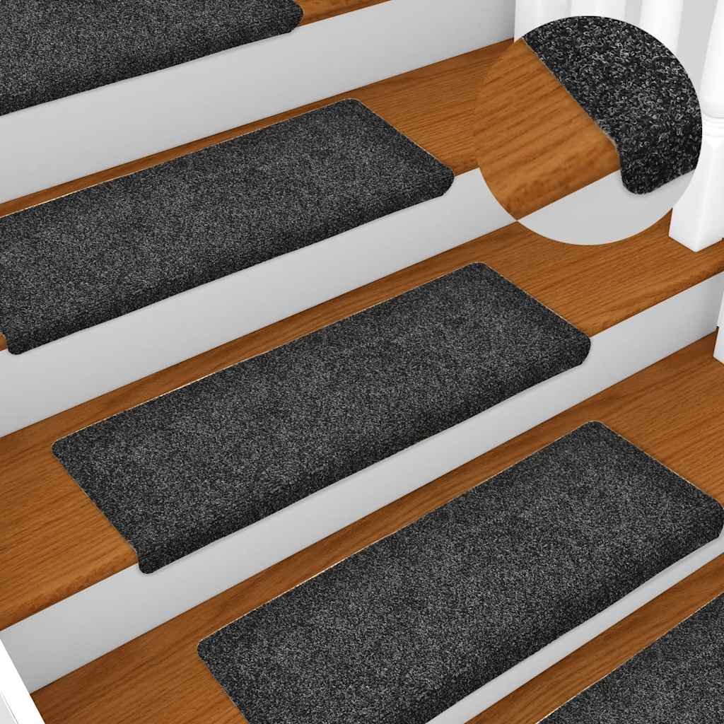 Stufenmatten Selbstklebend 30 Stk. 65x21x4 cm Dunkelgrau Rechteckiger Rand