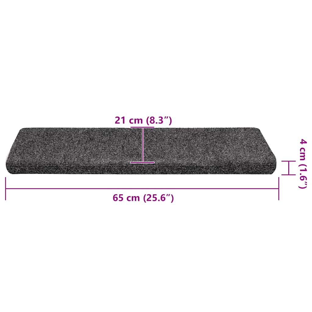 Stufenmatten Selbstklebend 30 Stk. 65x21x4 cm Dunkelgrau Rechteckiger Rand