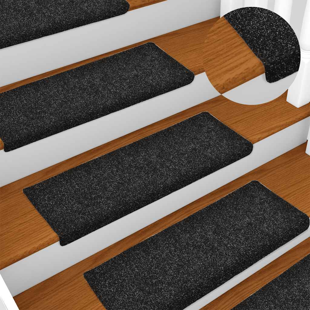 Stufenmatten Selbstklebend 30 Stk. 65x21x4 cm Schwarz Rechteckiger Rand