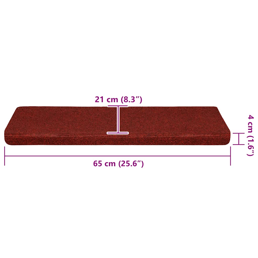 Stufenmatten Selbstklebend 30 Stk. 65x21x4 cm Bordeauxrot Rechteckiger Rand