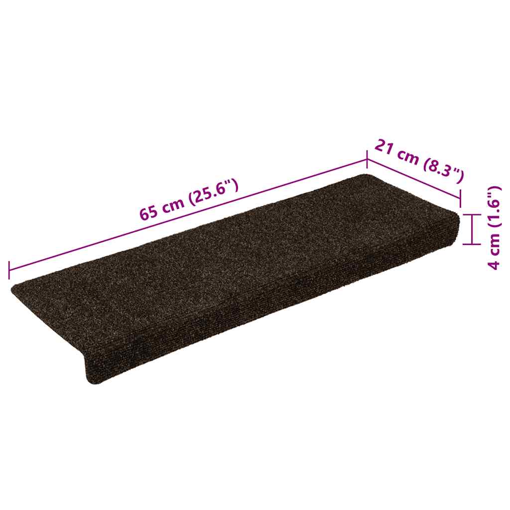 Stufenmatten Selbstklebend 30 Stk. 65x21x4 cm Dunkelbraun Rechteckiger Rand