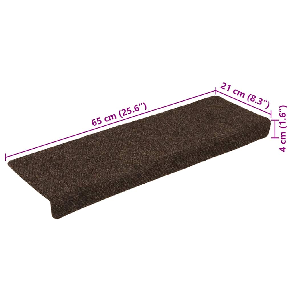 Stufenmatten Selbstklebend 30 Stk. 65x21x4 cm Braun Rechteckiger Rand