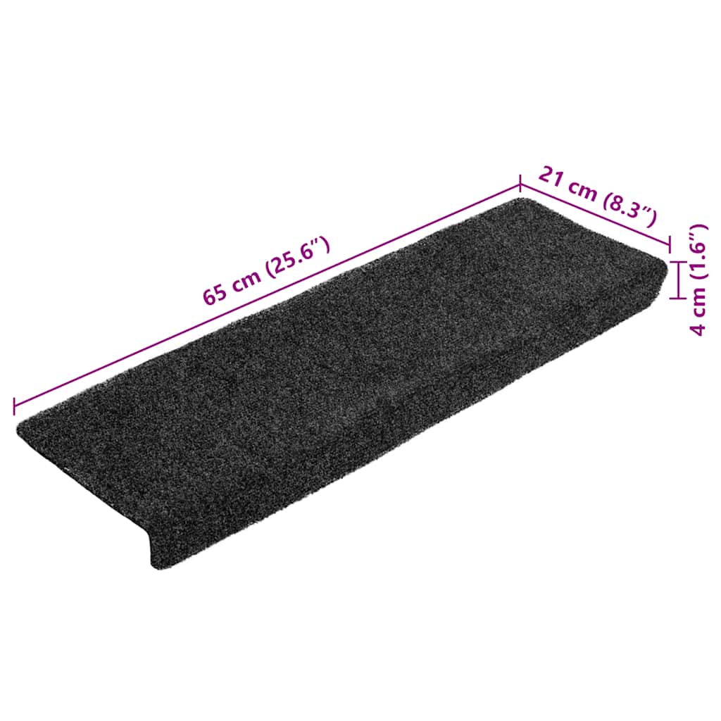 Stufenmatten Selbstklebend 20 Stk. 65x21x4 cm Dunkelgrau Rechteckiger Rand