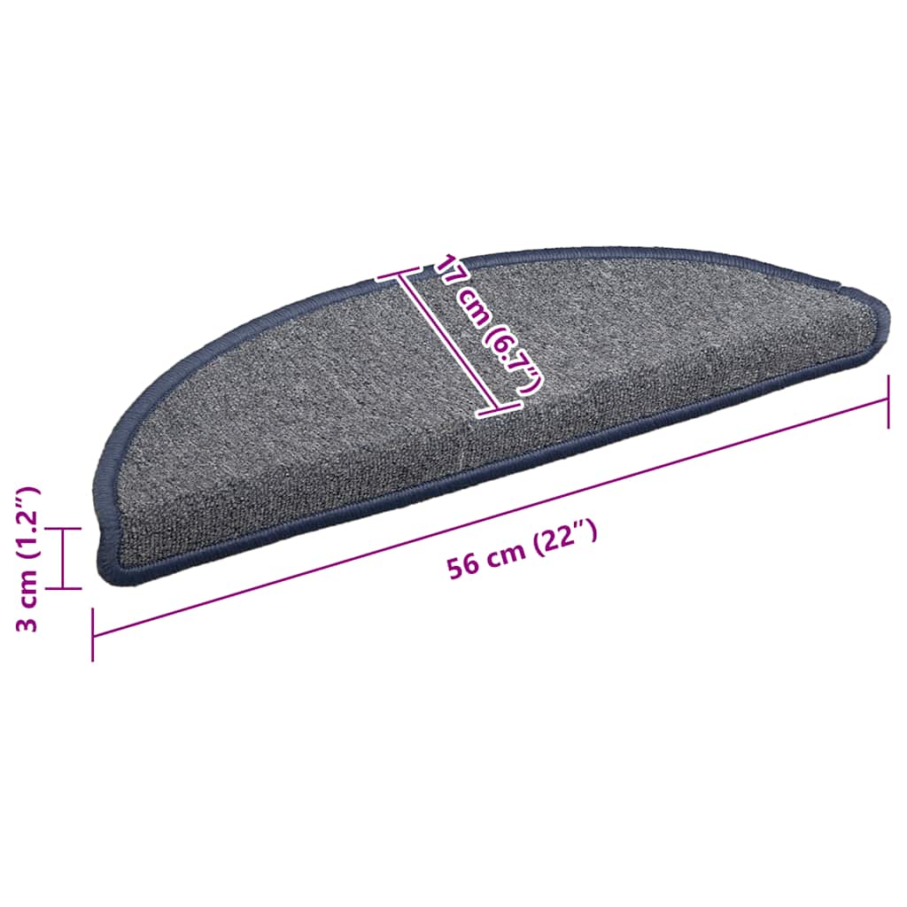 Stufenmatten 30 Stk. 56x17x3 cm Hellgrau und Blau Halbrund