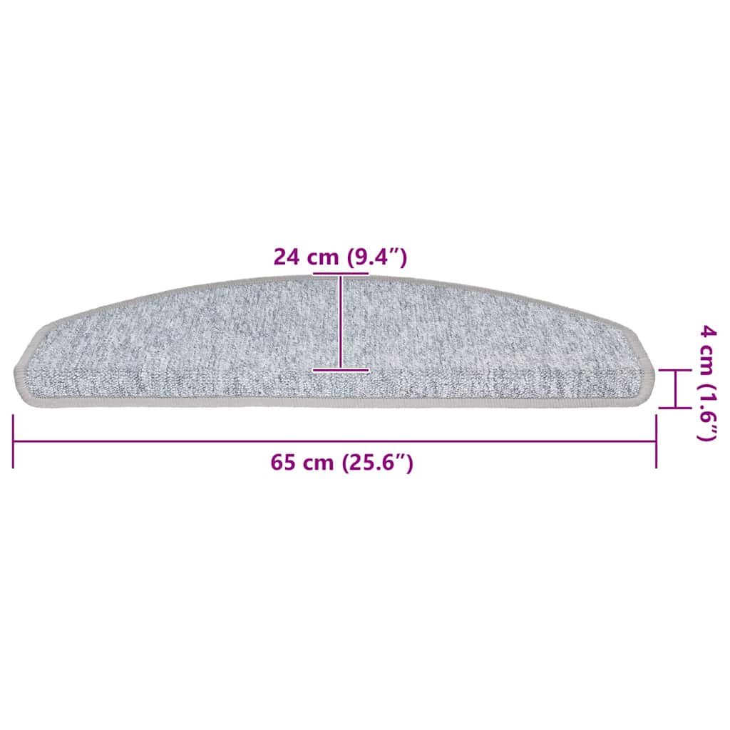Stufenmatten 30 Stk. 65x24x4 cm Hellgrau Halbrund Groß