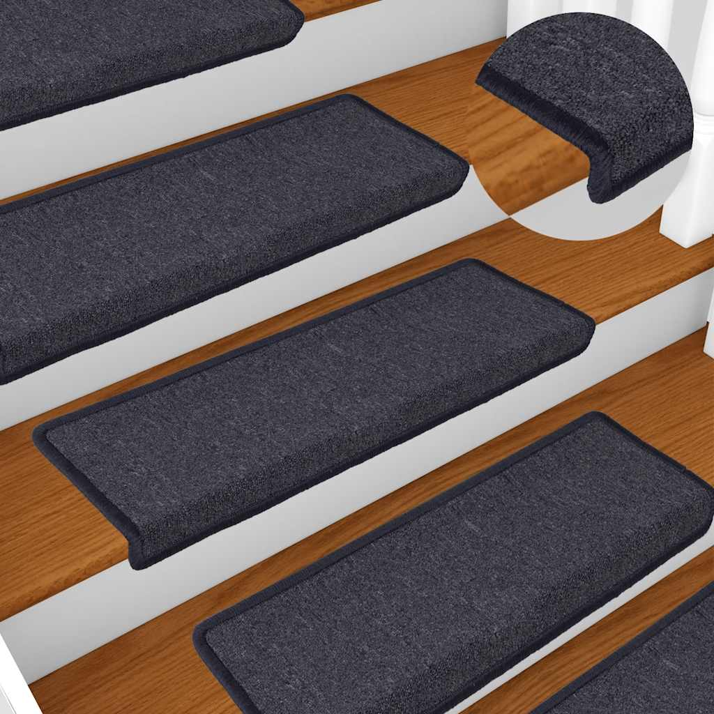 Stufenmatten 30 Stk. 65 x 21 x 4 cm Dunkelgrau und Blau Rechteckiger Rand
