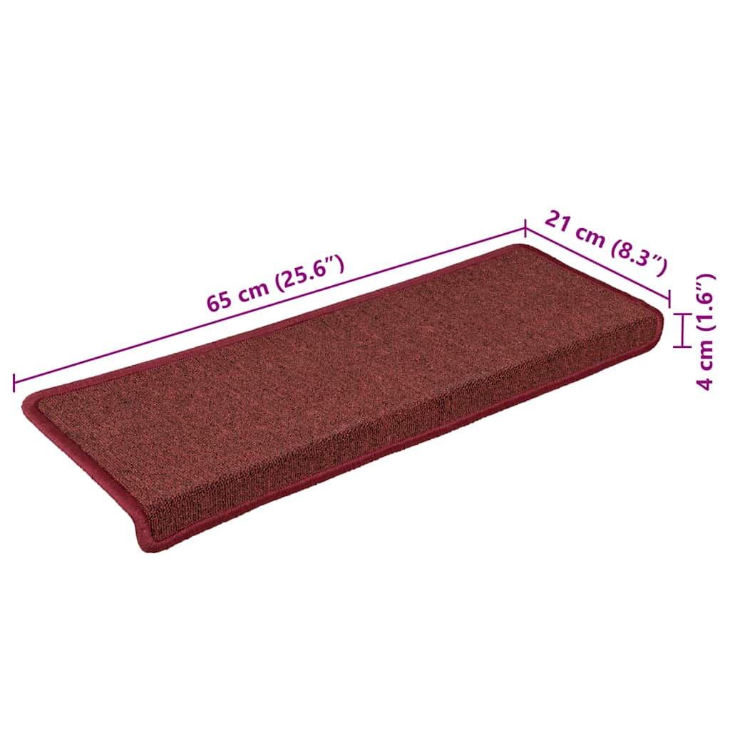 Stufenmatten 30 Stk. 65x21x4 cm Bordeaux Rechteckiger Rand