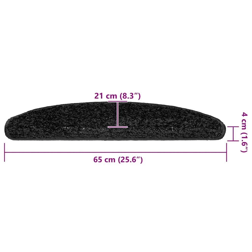 Stufenmatten 20 Stk. 65x21x4 cm Schwarz Halbrund Groß