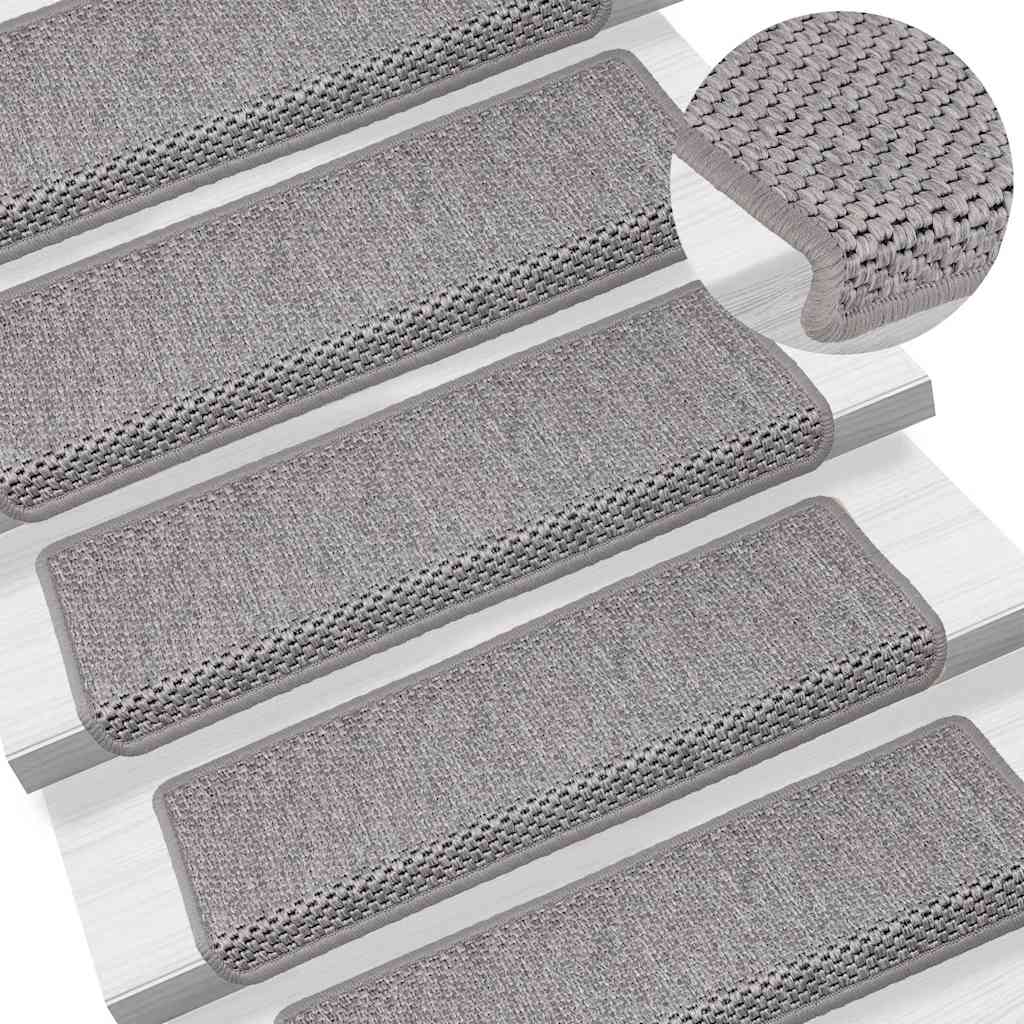 Stufenmatten Selbstklebend Sisal-Optik 30Stk. 65x21x4cm Silbern