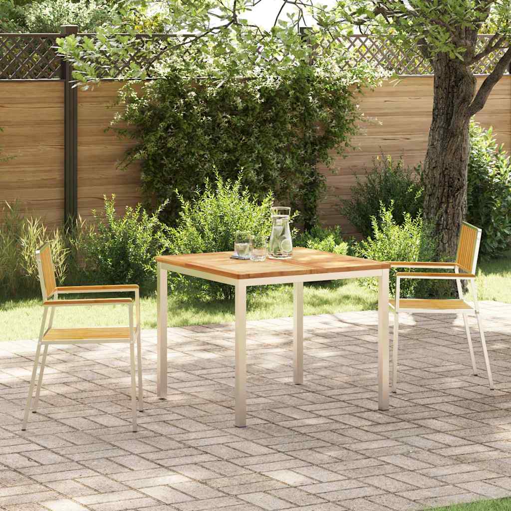 Outdoortisch-Set 3 pcs Massives Teakholz und Edelstahl