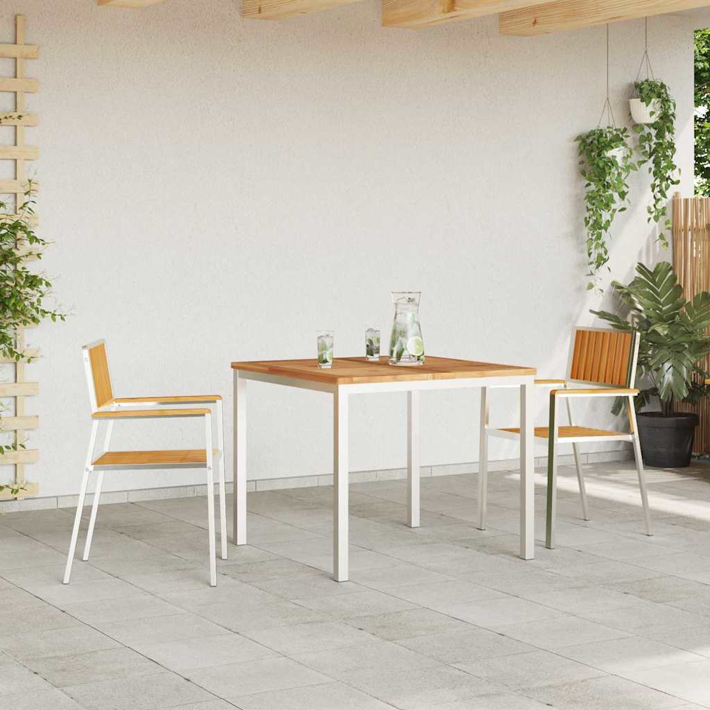 Outdoortisch-Set 3 pcs Massives Teakholz und Edelstahl