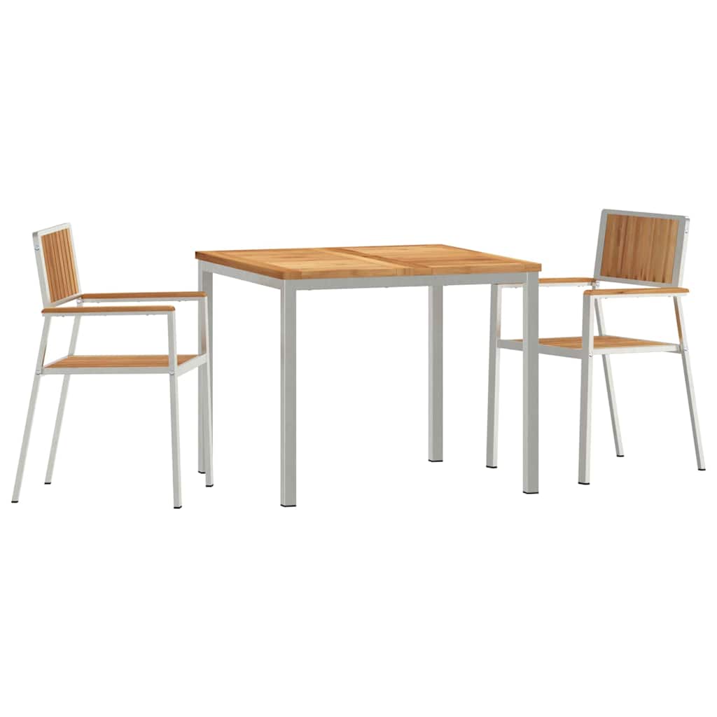 Outdoortisch-Set 3 pcs Massives Teakholz und Edelstahl