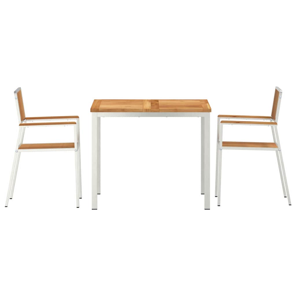 Outdoortisch-Set 3 pcs Massives Teakholz und Edelstahl