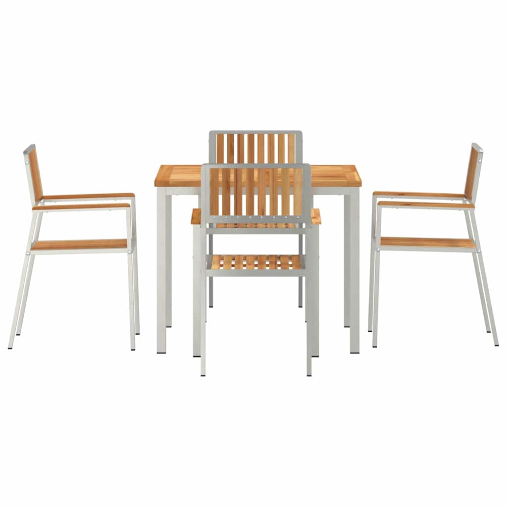 Outdoortisch-Set 5 pcs Braun Massivholz Teak