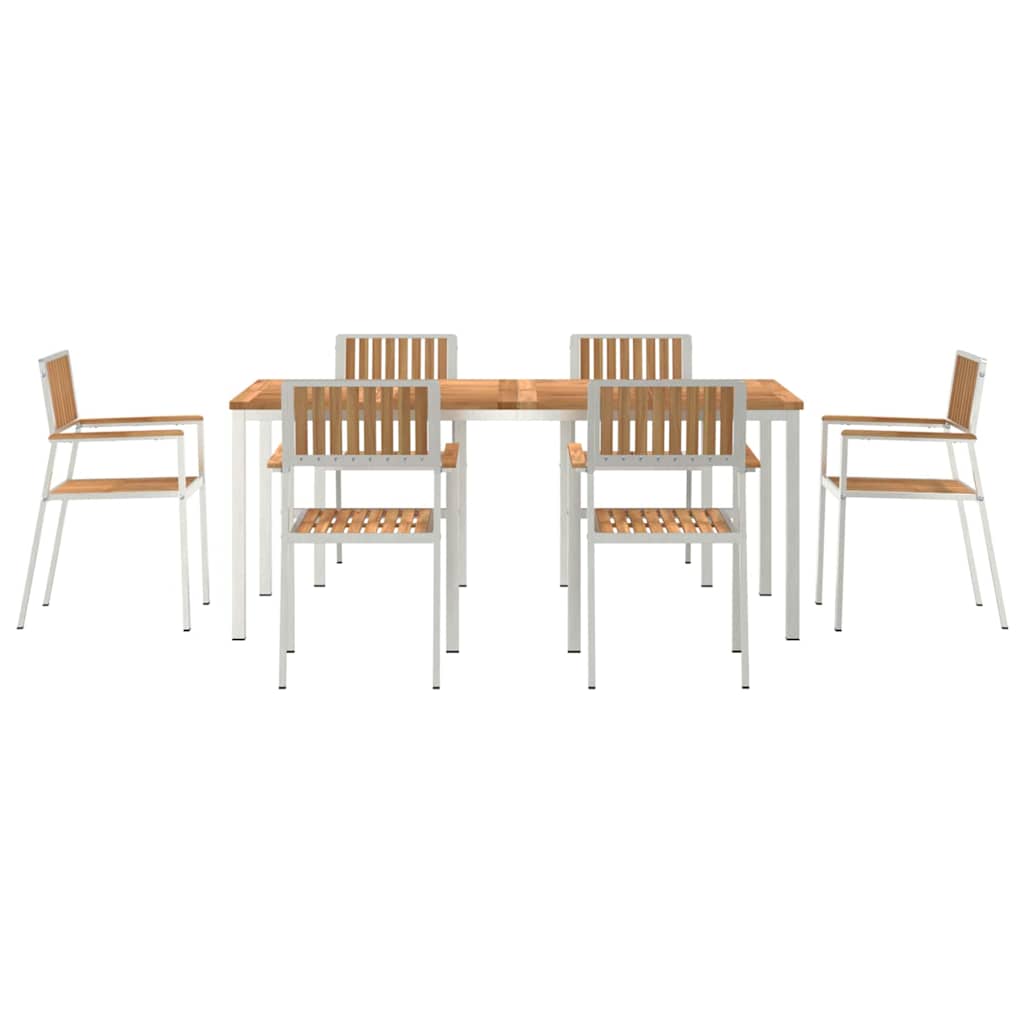 Outdoortisch-Set 7 pcs Braun Massivholz Teak