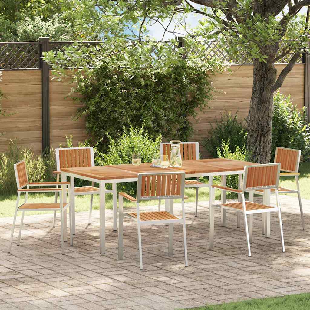 Outdoortisch-Set 7 pcs Braun Massivholz Teak