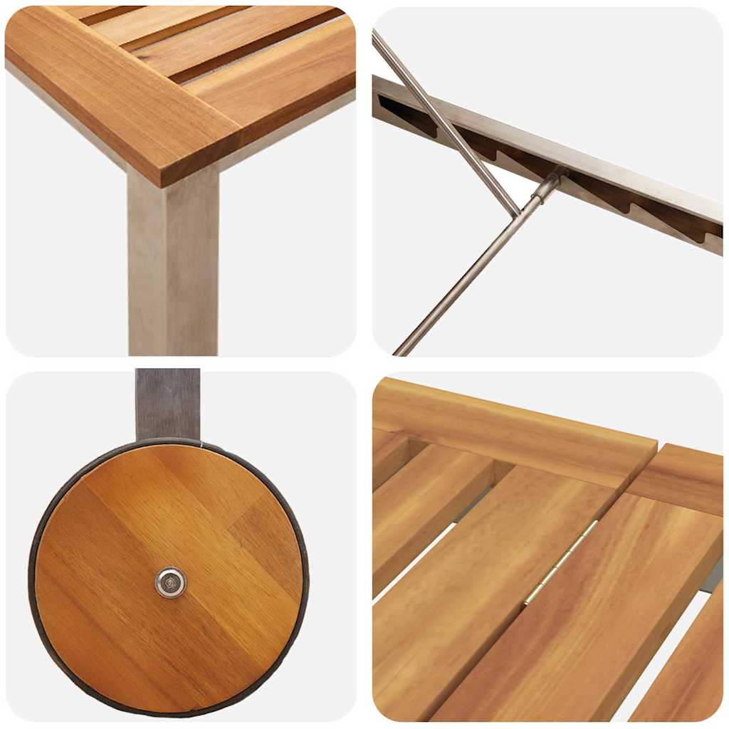 Liege 3 pcs Braun Massives Akazienholz und Edelstahl