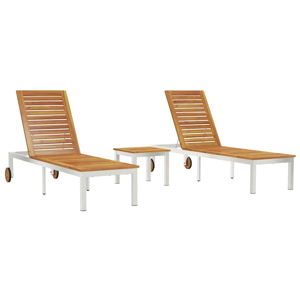 Liege 3 pcs Braun Massives Akazienholz und Edelstahl