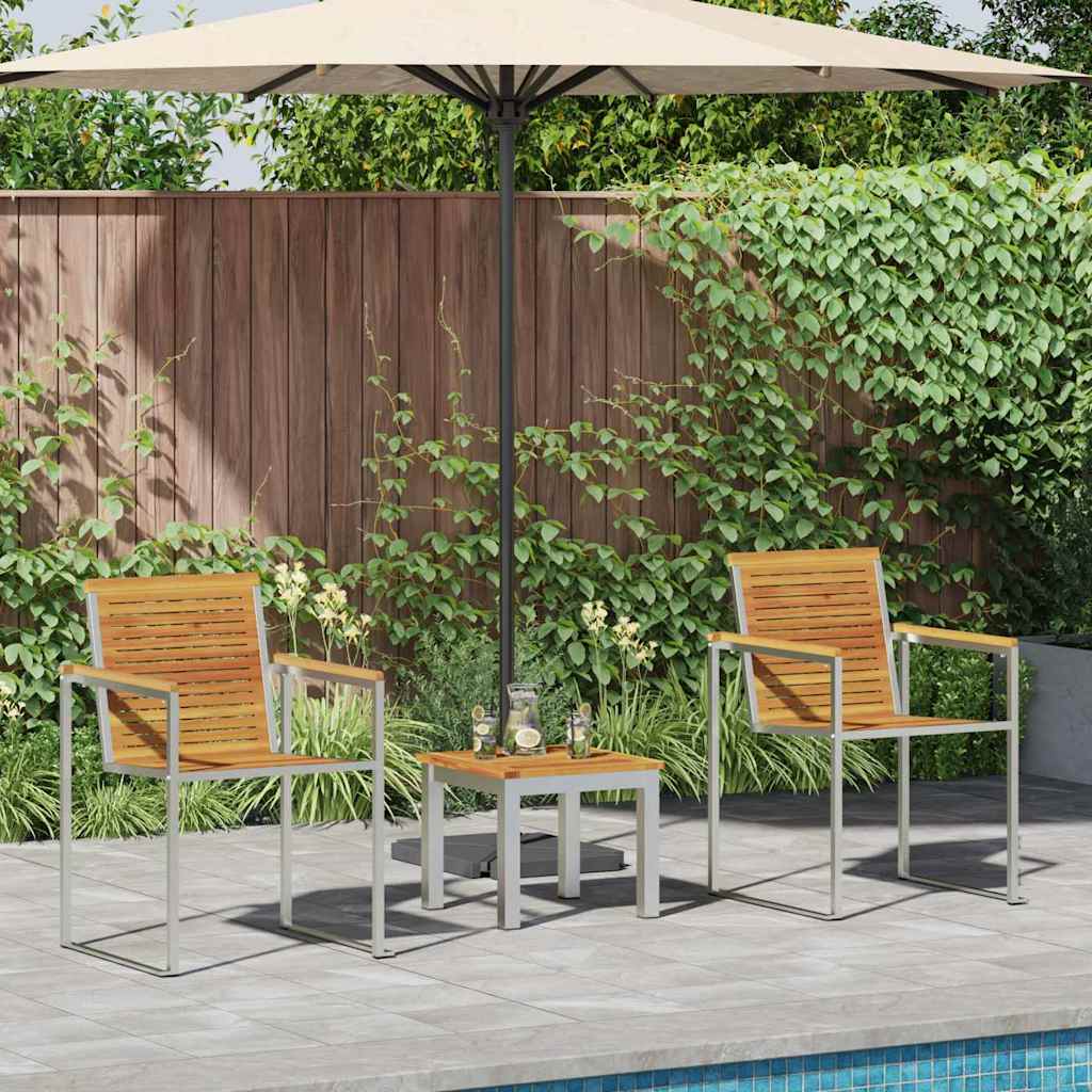 Sonnenliege 3 pcs Braun Massives Akazienholz und Edelstahl