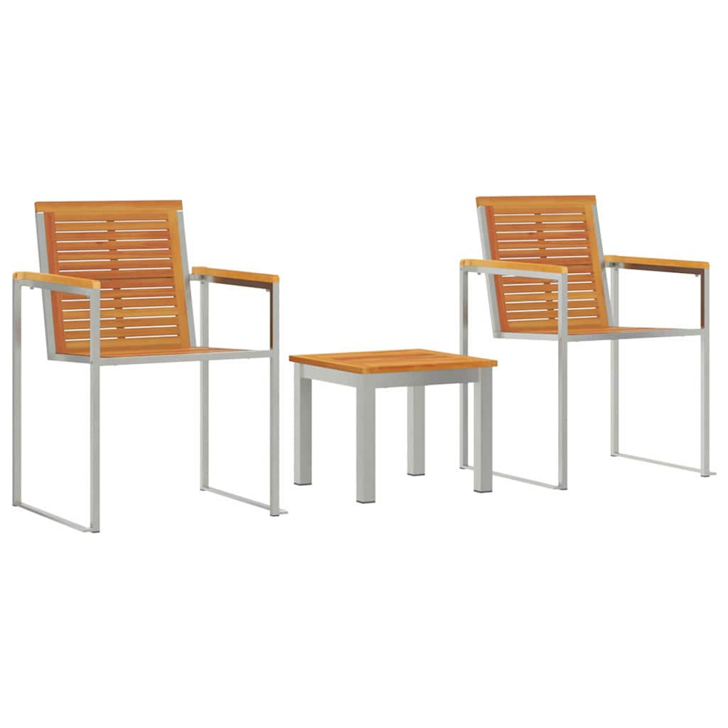 Sonnenliege 3 pcs Braun Massives Akazienholz und Edelstahl