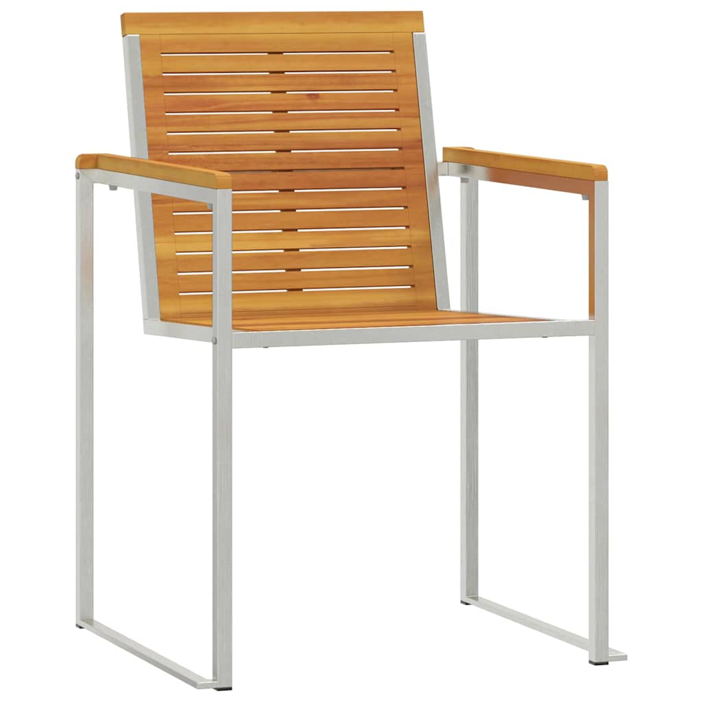 Sonnenliege 3 pcs Braun Massives Akazienholz und Edelstahl