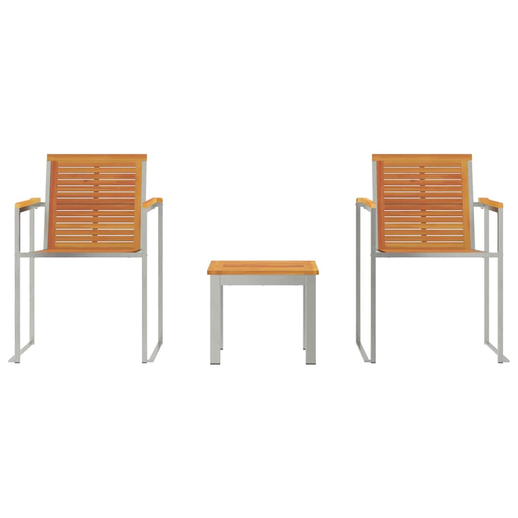 Sonnenliege 3 pcs Braun Massives Akazienholz und Edelstahl
