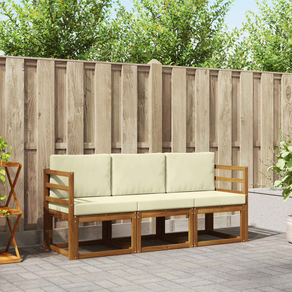 Outdoor-Sofagarnitur mit Kissen 3 pcs Natur und Creme
