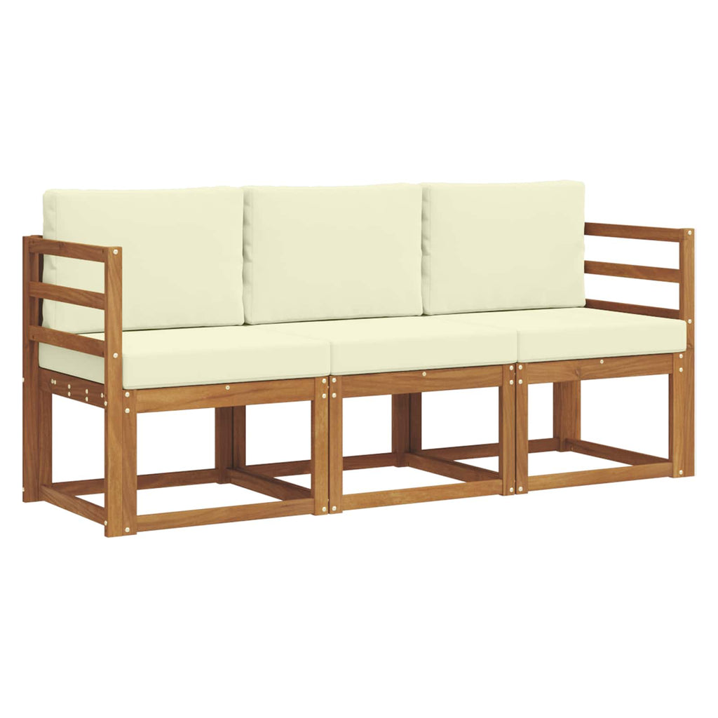 Outdoor-Sofagarnitur mit Kissen 3 pcs Natur und Creme