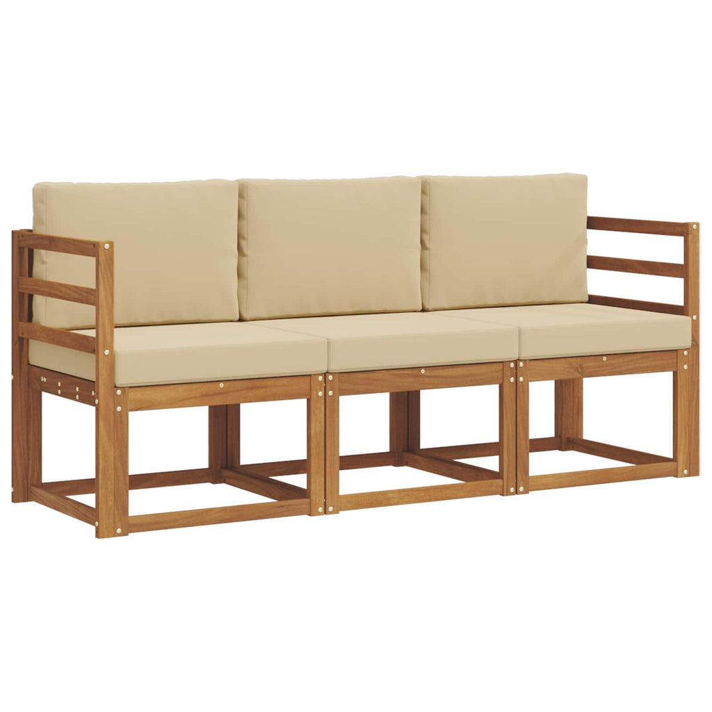 Outdoor-Sofagarnitur mit Kissen 3 pcs Natur und Beige