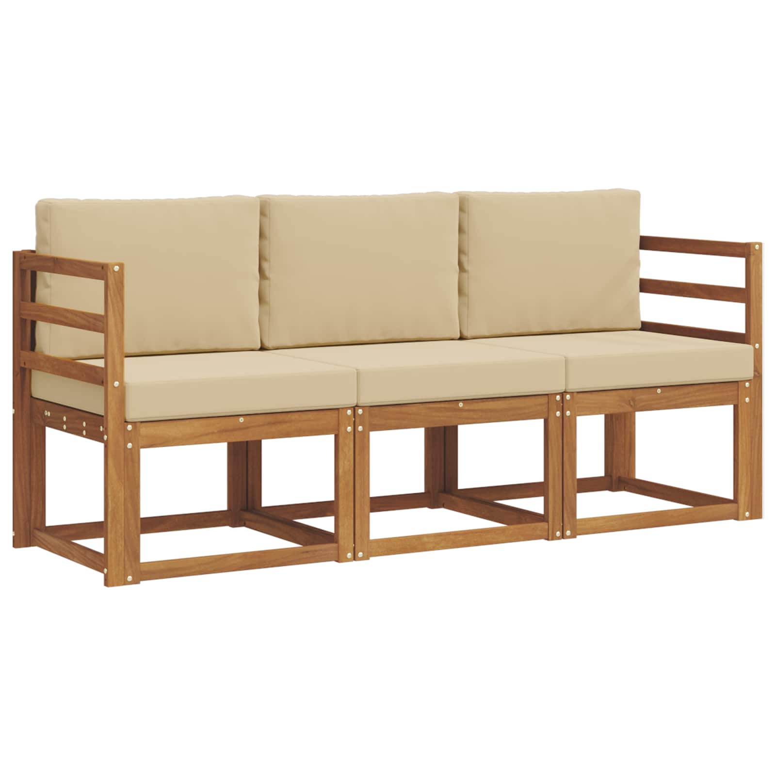 Outdoor-Sofagarnitur mit Kissen 3 pcs Natur und Beige