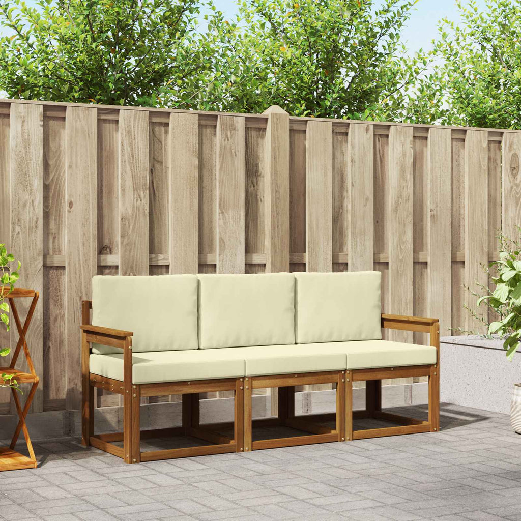Outdoor-Sofagarnitur mit Kissen 3 pcs Natur und Creme