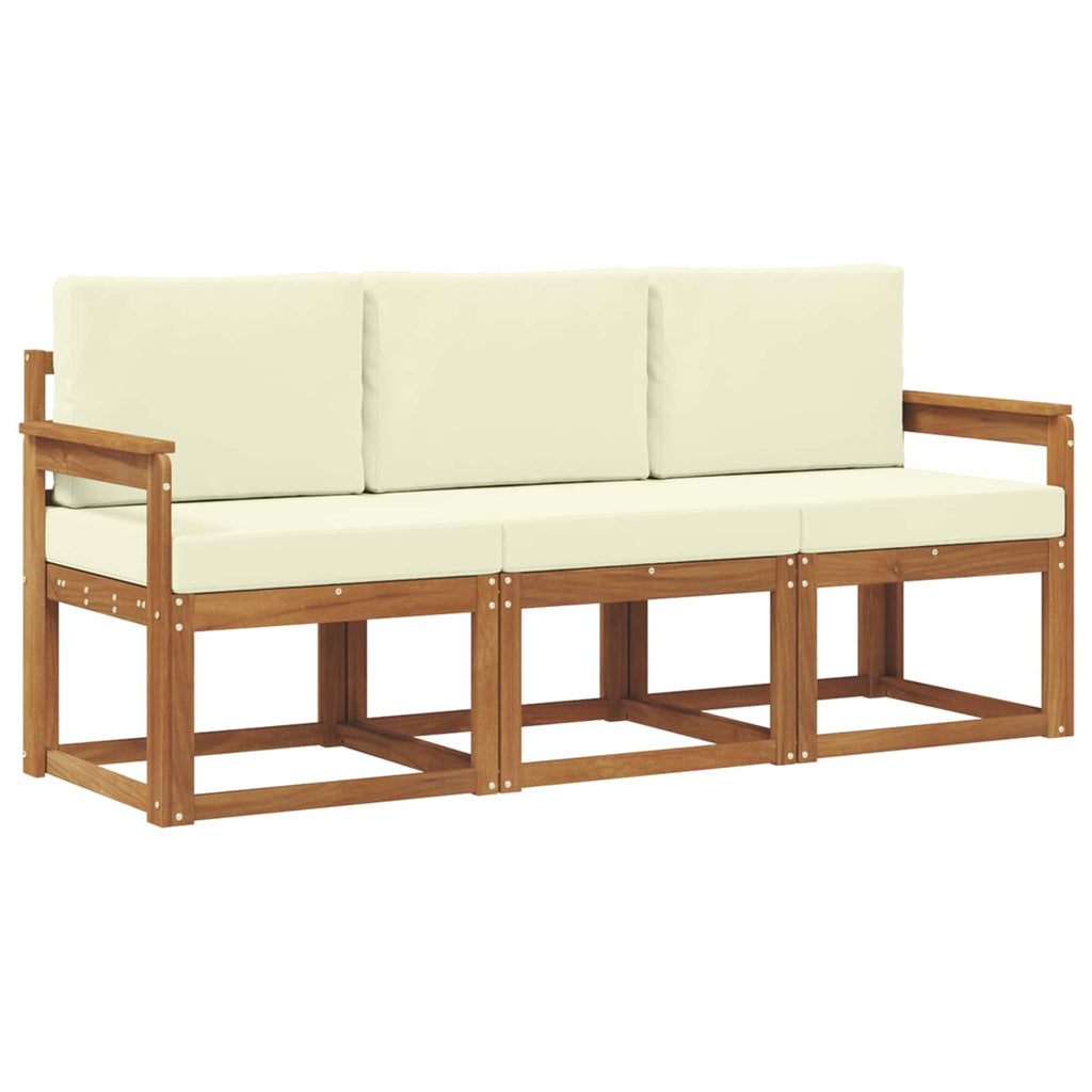 Outdoor-Sofagarnitur mit Kissen 3 pcs Natur und Creme
