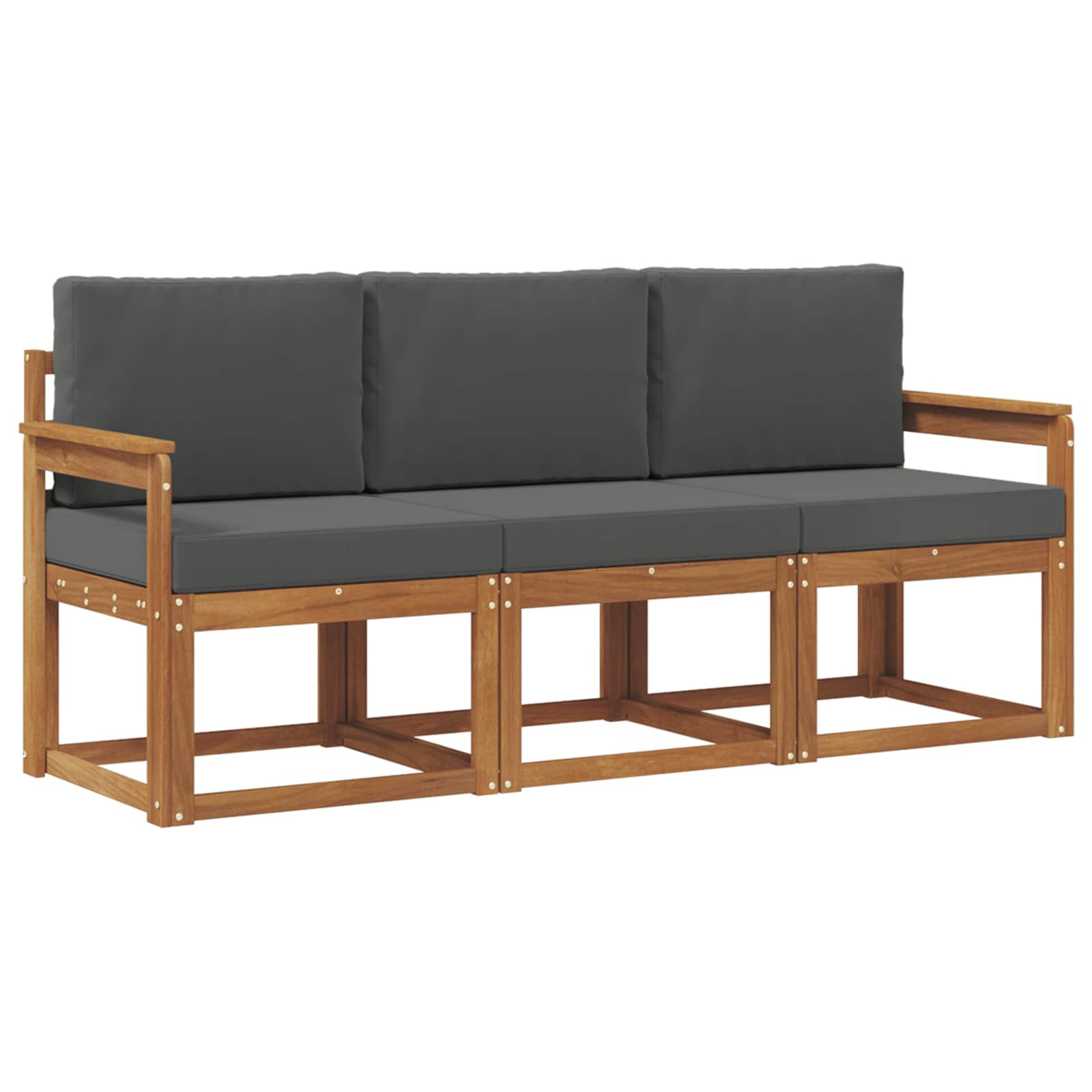 Outdoor-Sofagarnitur mit Kissen 3 pcs Natur und Anthrazit