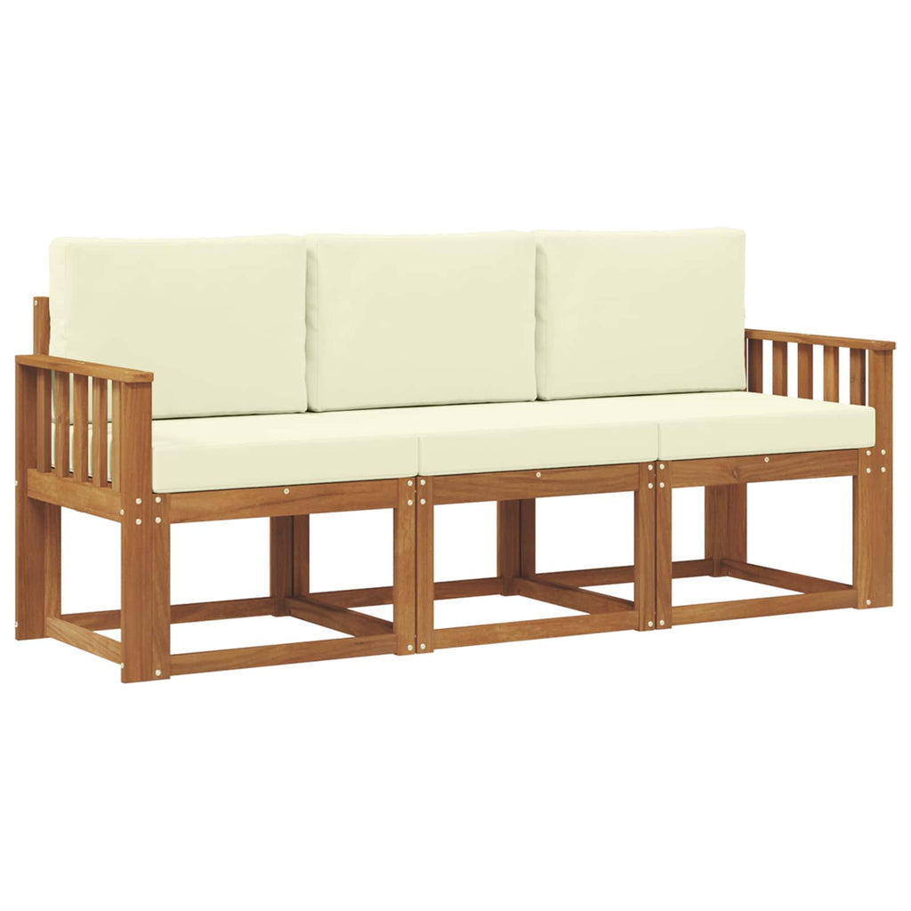 Outdoor-Sofagarnitur mit Kissen 3 pcs Natur und Creme