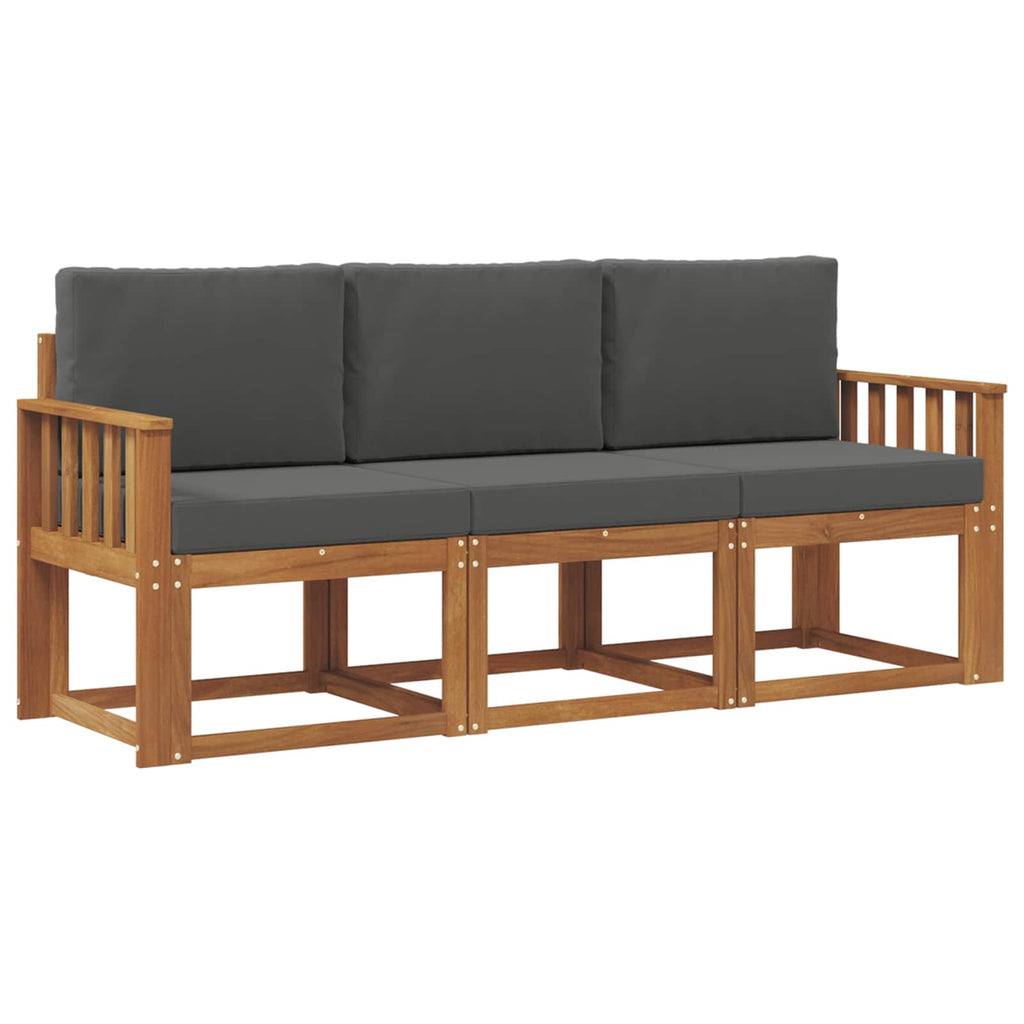 Outdoor-Sofagarnitur mit Kissen 3 pcs Natur und Anthrazit