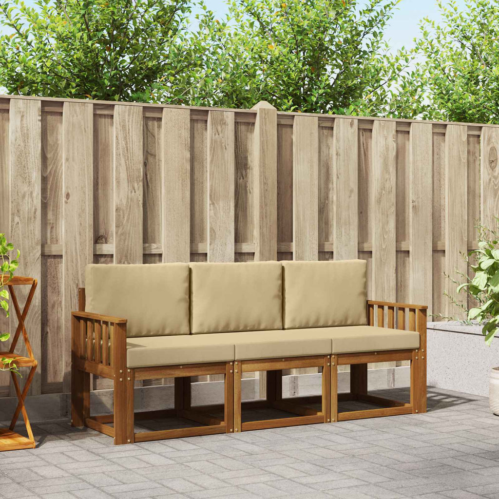 Outdoor-Sofagarnitur mit Kissen 3 pcs Natur und Beige