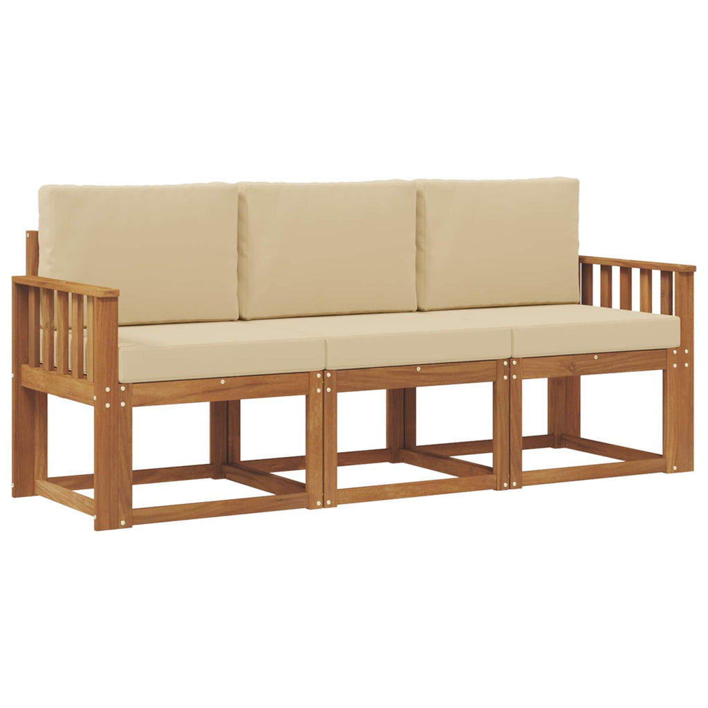 Outdoor-Sofagarnitur mit Kissen 3 pcs Natur und Beige