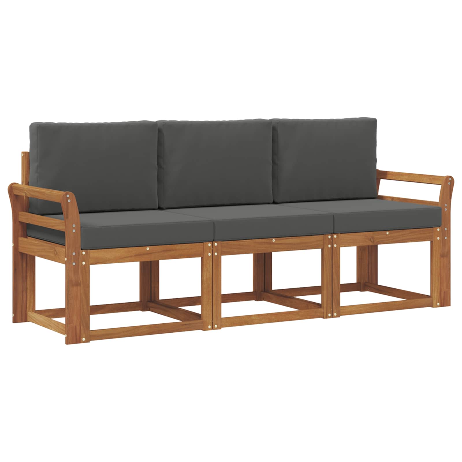 Outdoor-Sofagarnitur mit Kissen 3 pcs Natur und Anthrazit
