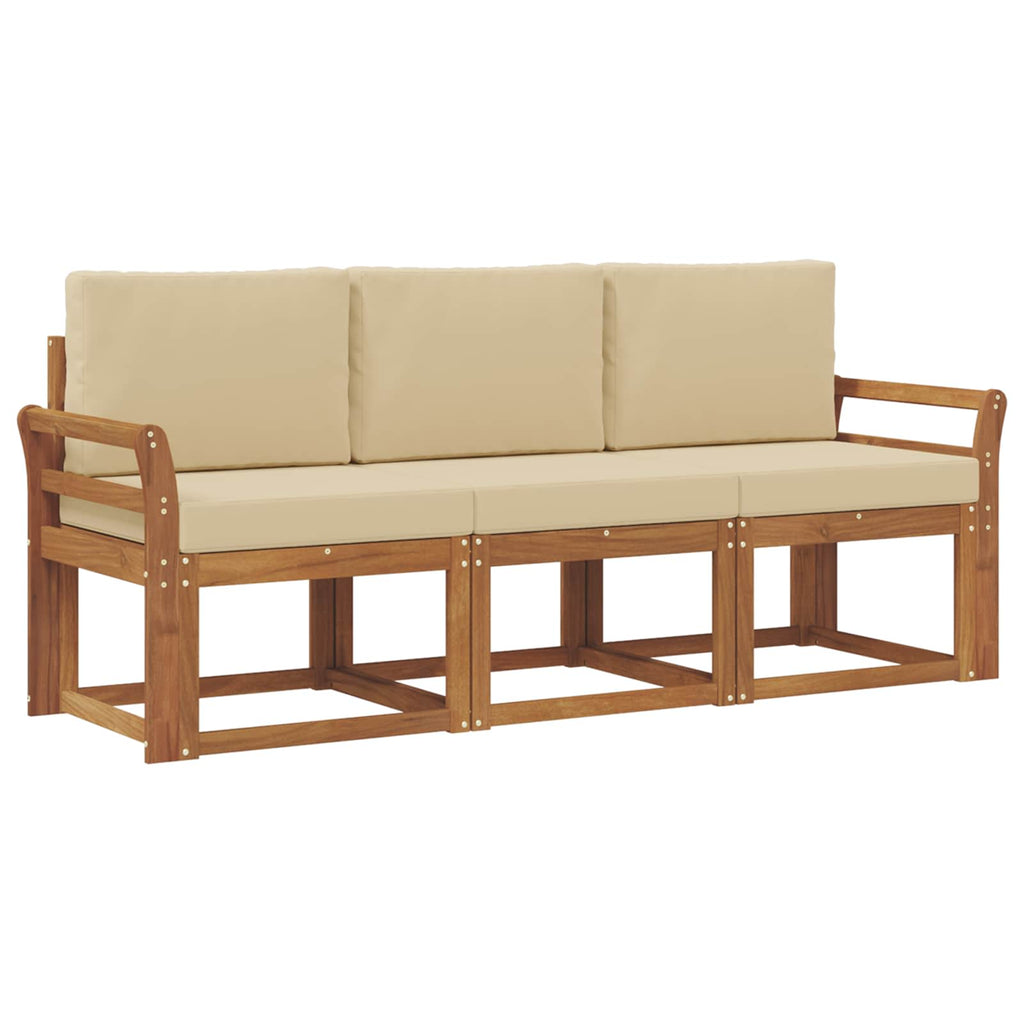 Outdoor-Sofagarnitur mit Kissen 3 pcs Natur und Beige