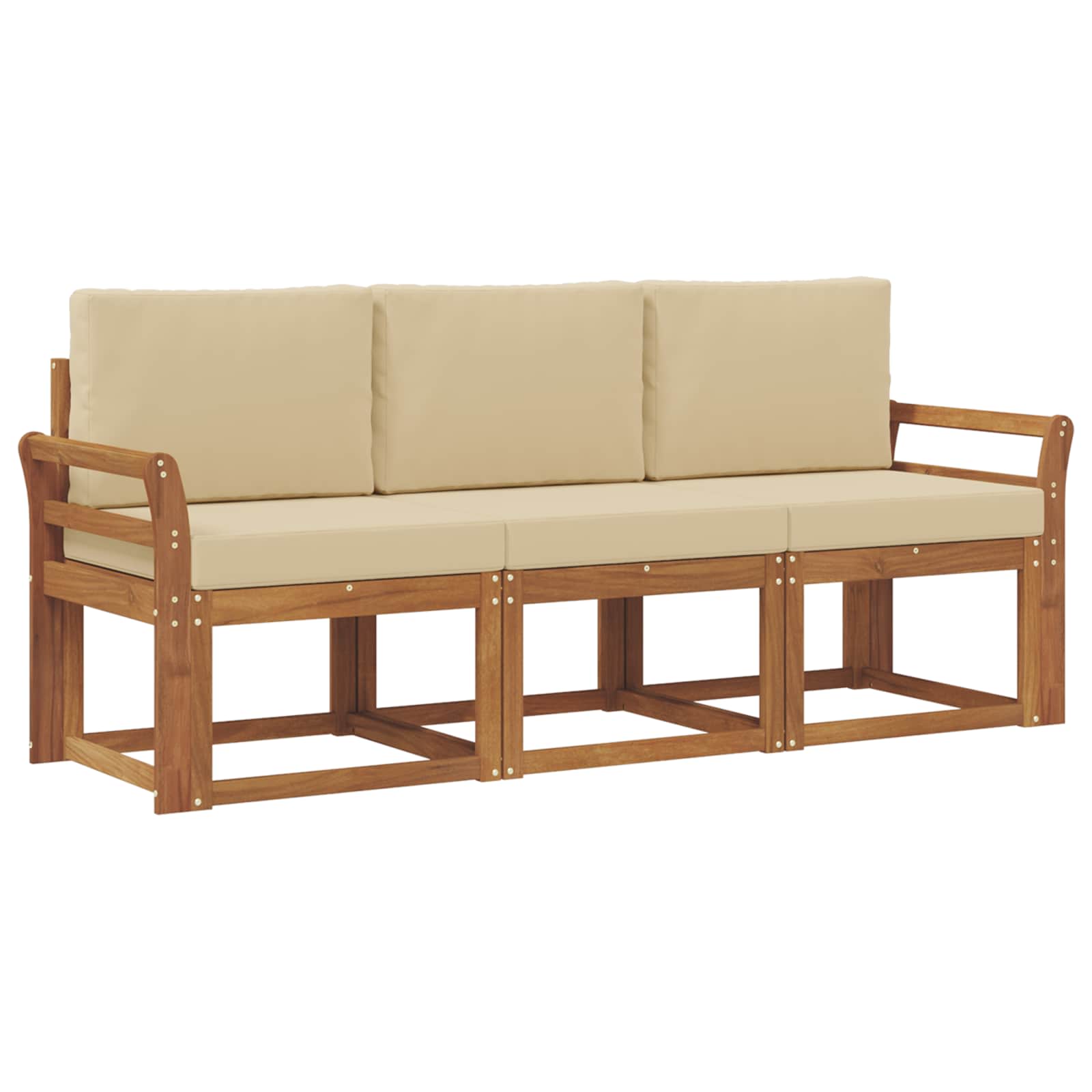 Outdoor-Sofagarnitur mit Kissen 3 pcs Natur und Beige