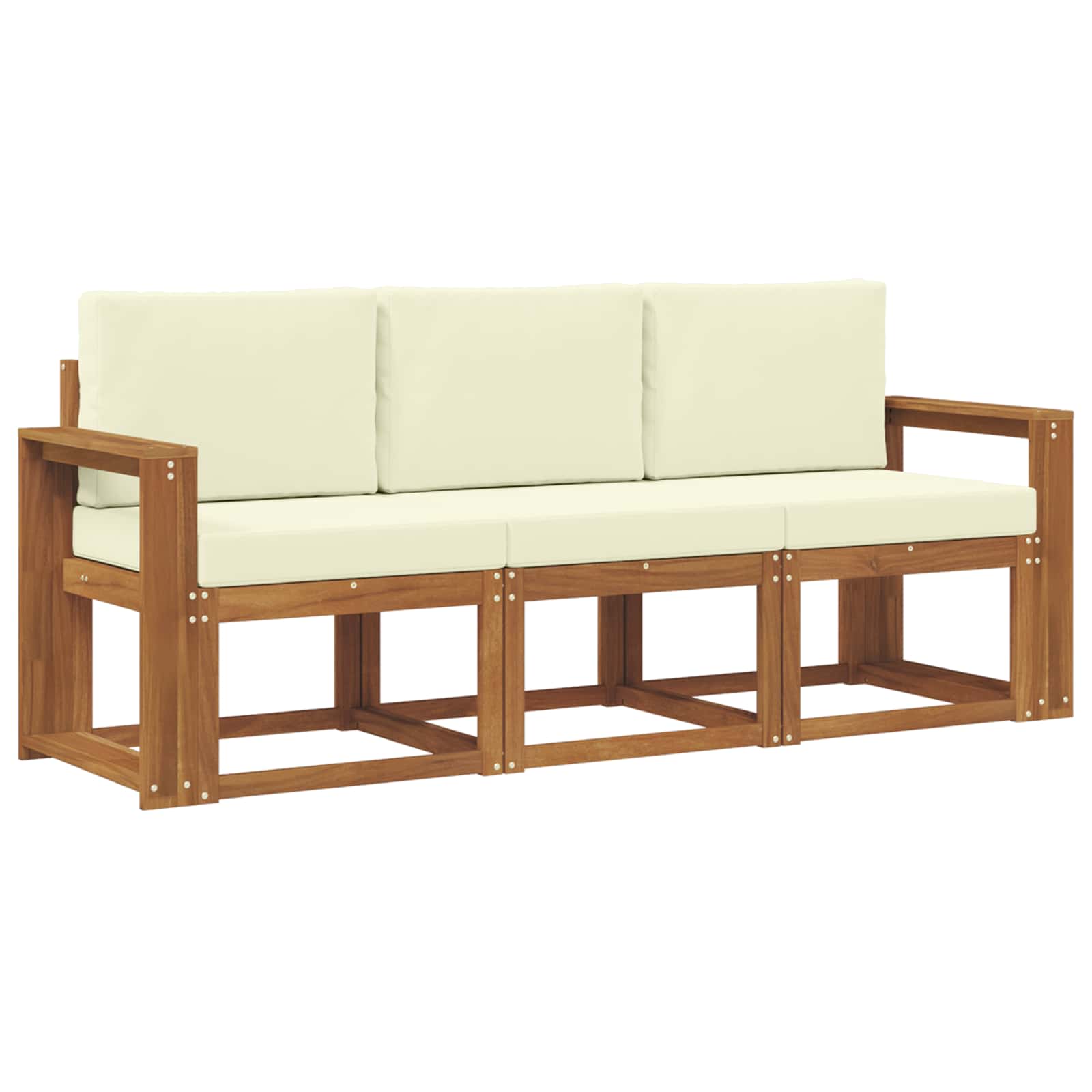 Outdoor-Sofagarnitur mit Kissen 3 pcs Natur und Creme