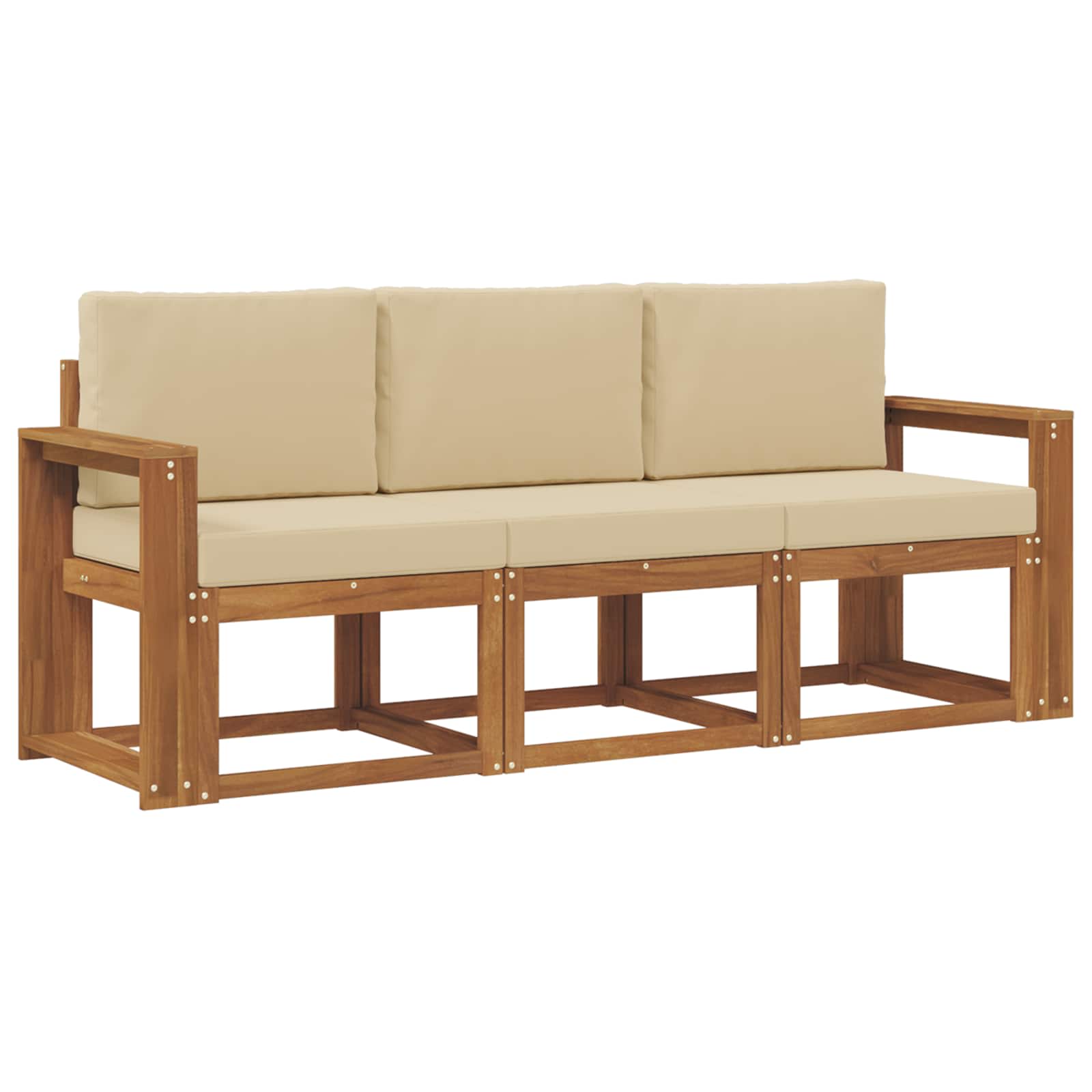 Outdoor-Sofagarnitur mit Kissen 3 pcs Natur und Beige