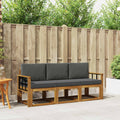 Outdoor-Sofagarnitur mit Kissen 3 pcs Natur und Anthrazit