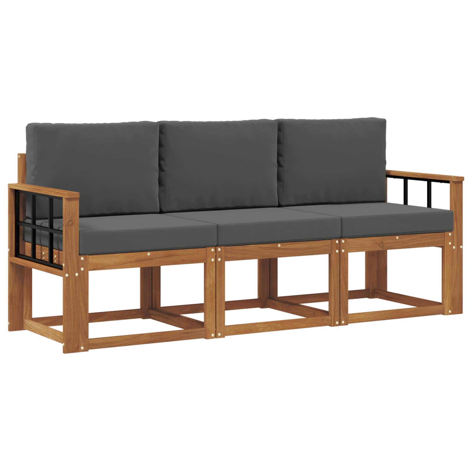 Outdoor-Sofagarnitur mit Kissen 3 pcs Natur und Anthrazit
