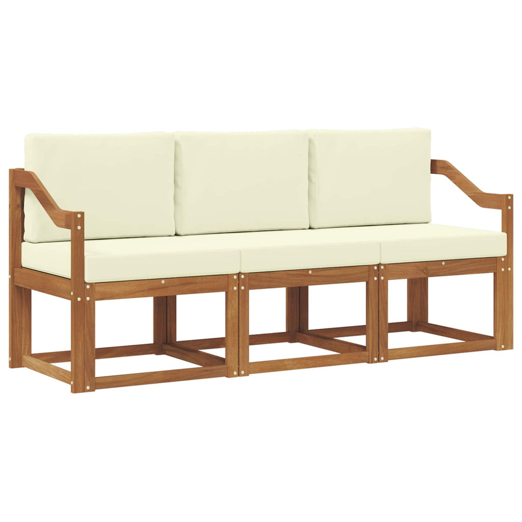 Outdoor-Sofagarnitur mit Kissen 3 pcs Natur und Creme