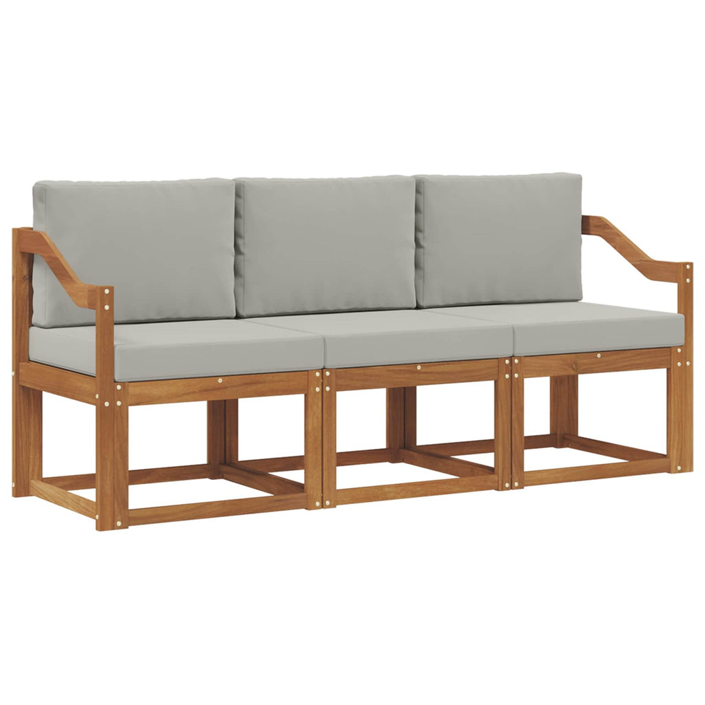 Outdoor-Sofagarnitur mit Kissen 3 pcs Natürlich und Hellgrau