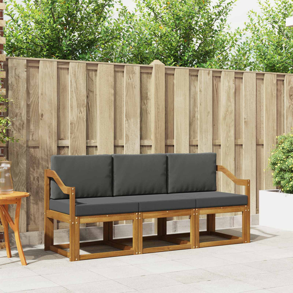 Outdoor-Sofagarnitur mit Kissen 3 pcs Natur und Anthrazit