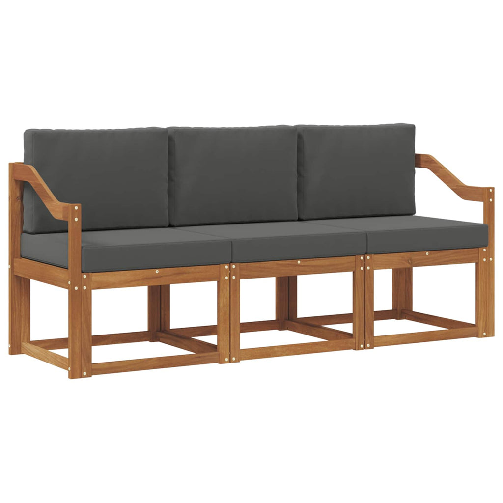 Outdoor-Sofagarnitur mit Kissen 3 pcs Natur und Anthrazit