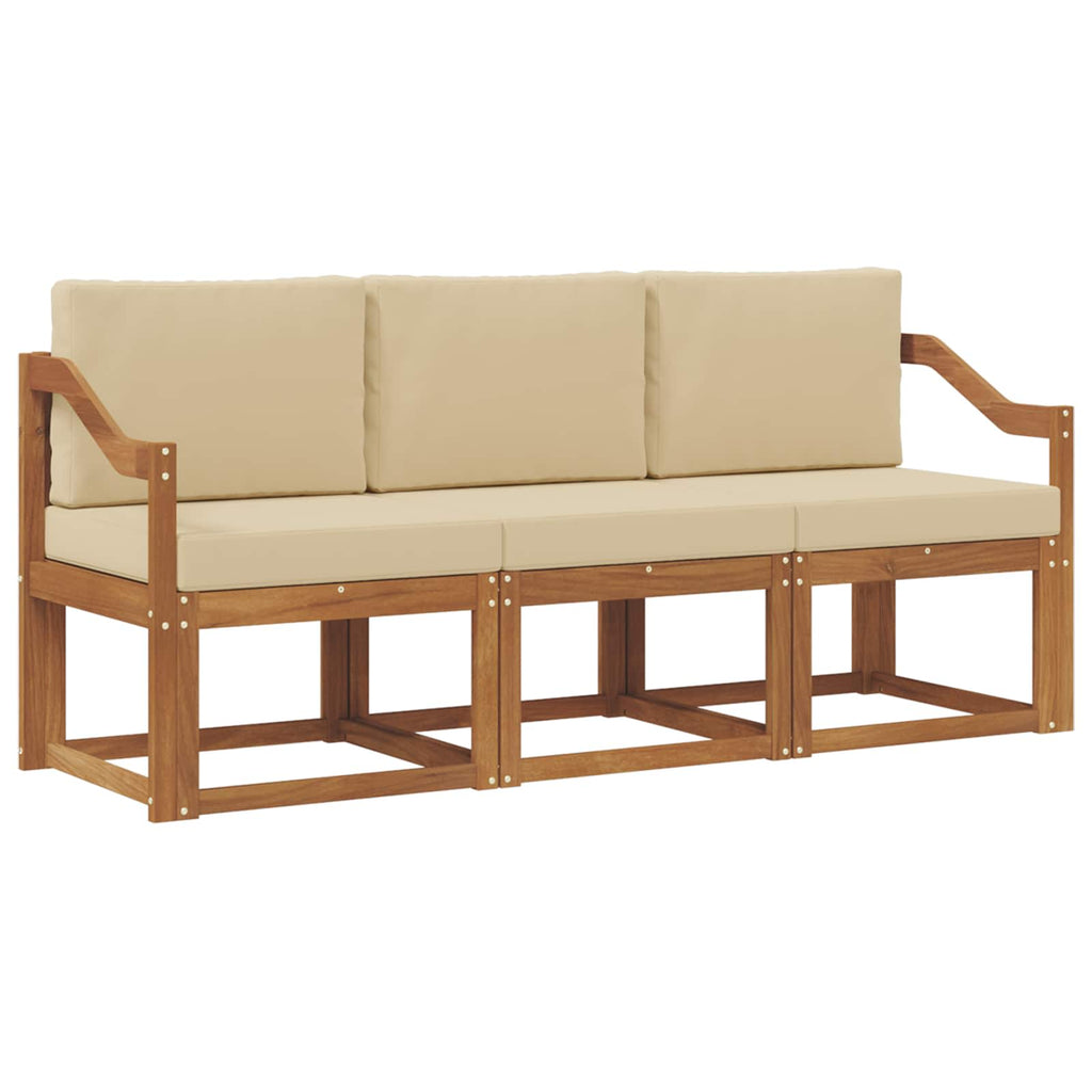 Outdoor-Sofagarnitur mit Kissen 3 pcs Natur und Beige